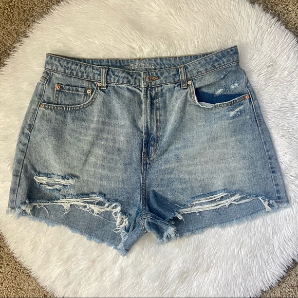 Euc Wild Fable High Rise Frayed Denim Shorts! Sz14